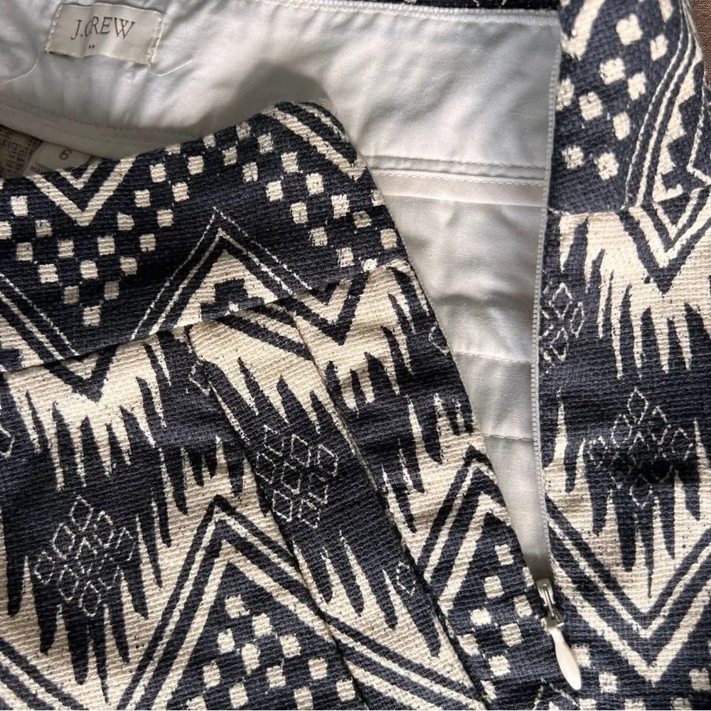 J.CREW Factory Women's Black Cream Chevron Ikat Print Cotton Short Shorts Sz 6